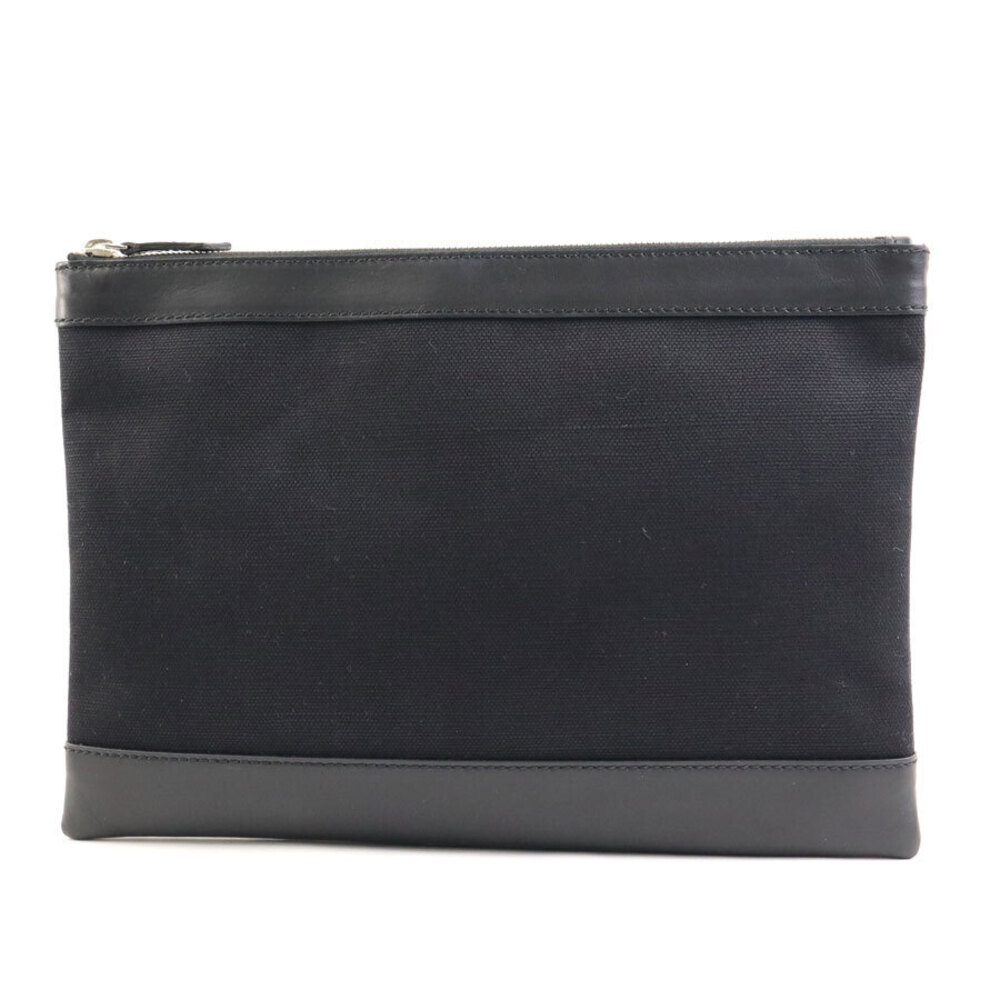Balenciaga Black Leather Bag Canvas Clutch - Picture 3 of 4